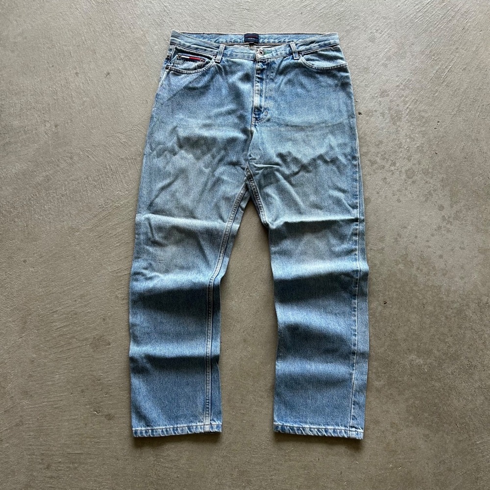 Vintage 90s Tommy Hilfiger Jeans Womens 13x30 Blue Light Wash Denim Straight Leg